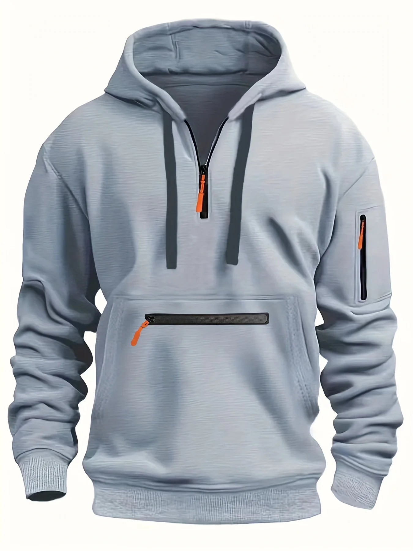 Spring and Autumn New Men's Zipper Multi Pocket Hoodie Fashion Sports Street Trend Long Sleeve Hoodie Loose Jacket