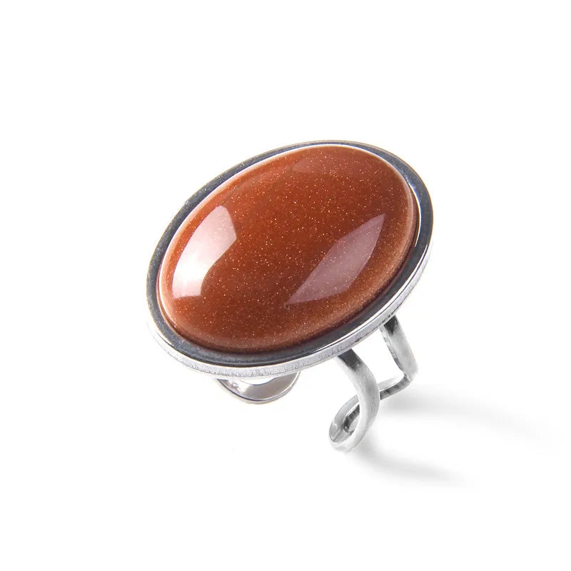 Rose Quartzs Rings Natural Stone Labradourites Beads Rings Silver Color Rings Party Wedding Anniversary Engagement Gifts Jewelry