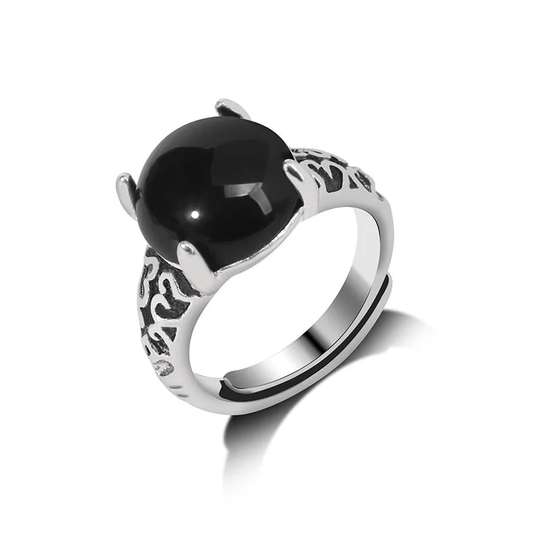 Rose Quartzs Rings Natural Stone Labradourites Beads Rings Silver Color Rings Party Wedding Anniversary Engagement Gifts Jewelry