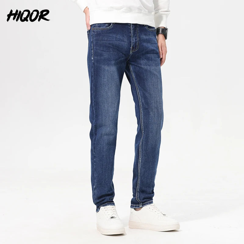 HIQOR Autumn Vintage Mens Denim Jeans Men's Baggy Straight Jeans Fashion Korean Mens Jeans Pants Denim Trousers Streetwear Male