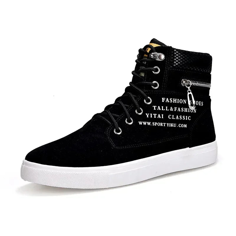 Men Vulcanized Shoes British Style High Top Casual Sneakers Men Canvas Shoes Man Sports Skateboarding Shoes Fashion Male