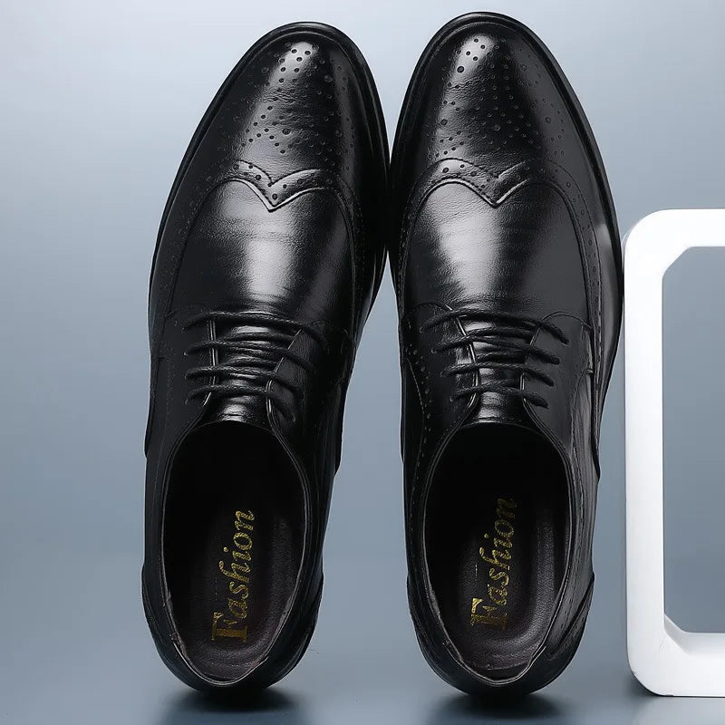 Handcrafted Mens Oxford Shoes Genuine Calfskin Leather Brogue Dress Shoes Classic Business Formal Shoes Man