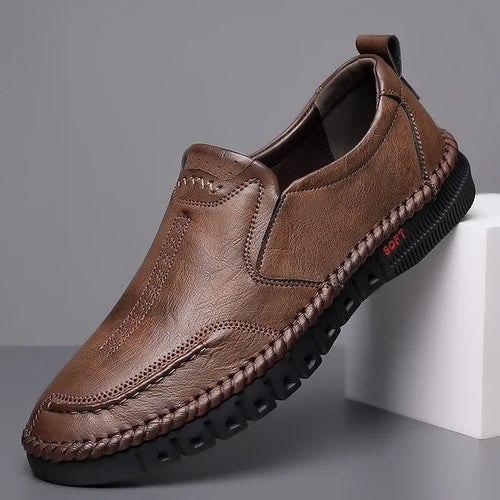 Men's Hand Stitched Genuine Leather Slip On Shoes Business Formal Occasion Wedding Party Footwear Leisure Official Board-Shoes