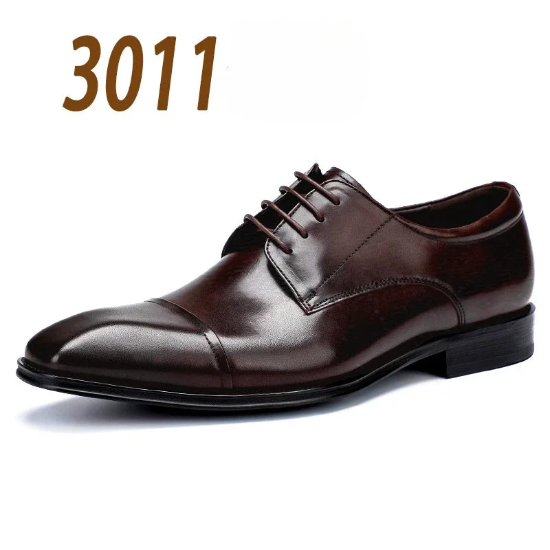 Eleglant Leather Mens Dress Shoes Black Formal Social Shoe Male Business Wedding Derby for Man Luxury Italian Oxford Loafers