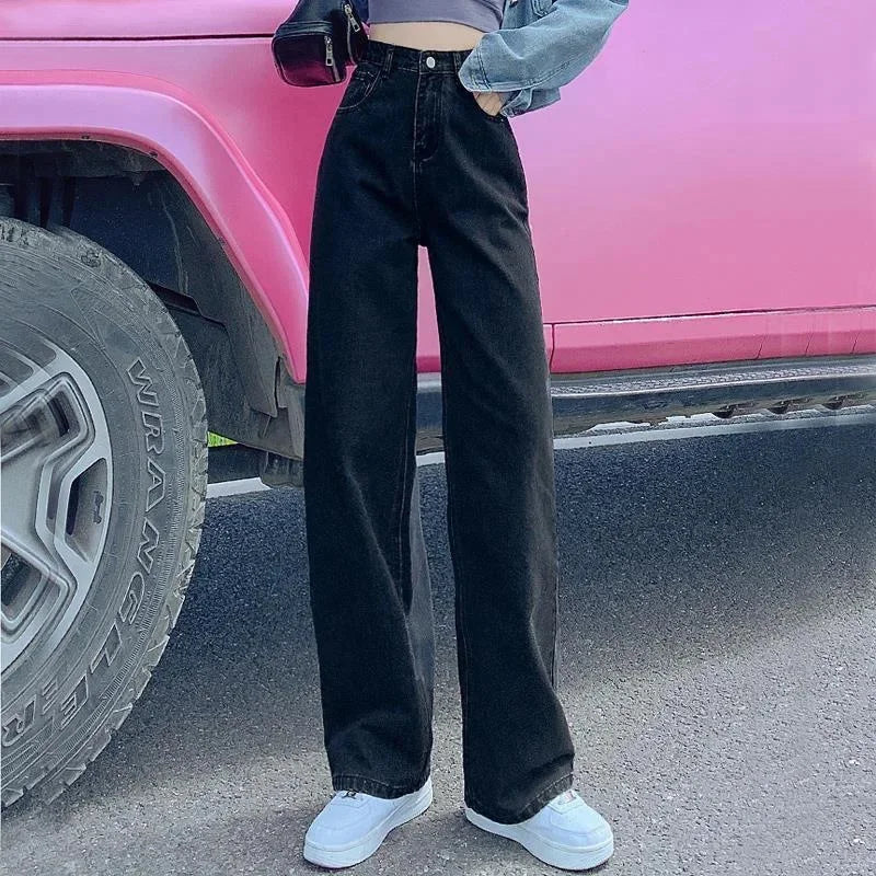 Loose Wide Leg Jeans Women's New Style Pink High Waist Slimming Floor Length Vibe Wind Summer Jeans Casual Comfortable Fit