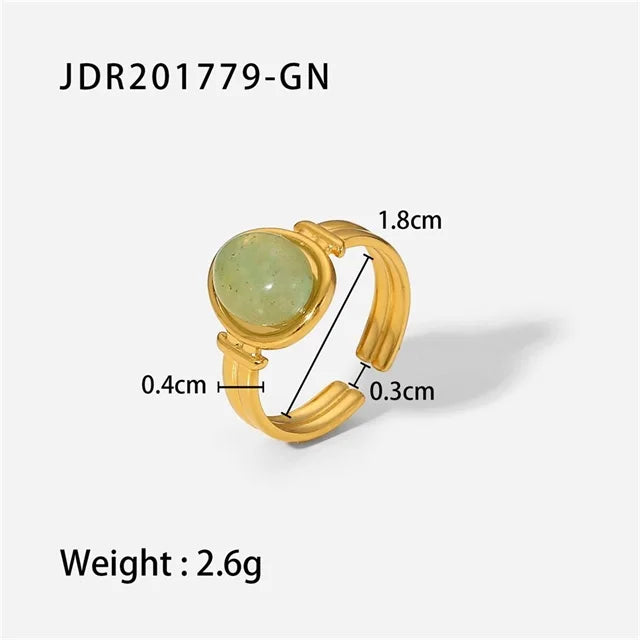 Youthway New Design Natural Stone Stainless Steel Ring Women Waterproof Stylish Golden Jewelry 2022 NEW Set