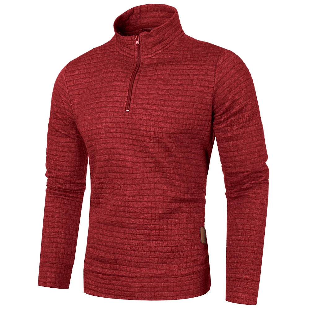Autum Men's Solid Color Sweatshirt New Oversize Half Zipper Pullover Warm Sweater Jogger Sport Tops