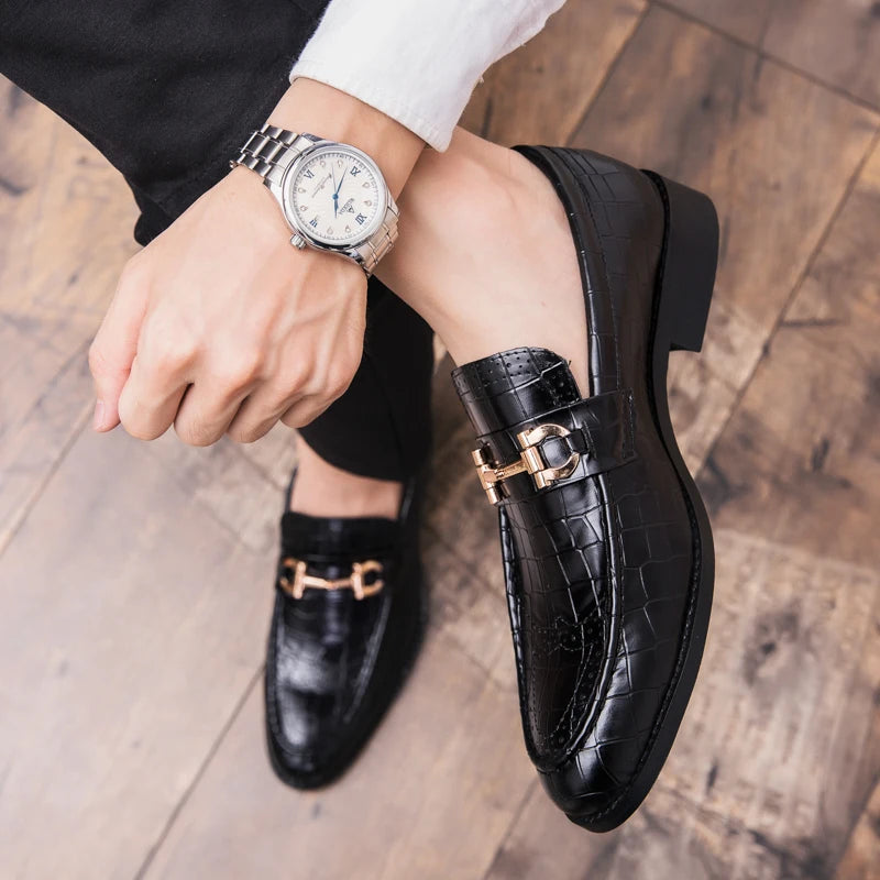 Autumn Brock leather men's head layer cowhide British Korean version breathable business dress casual wedding leather shoes