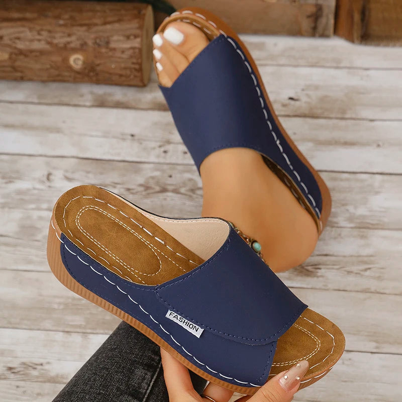 Summer Shoes Women Sandals Beach Walking Shoes Slip On Shoes For Women Wedge Sandals Woman Retro Women Slippers Footwear Female