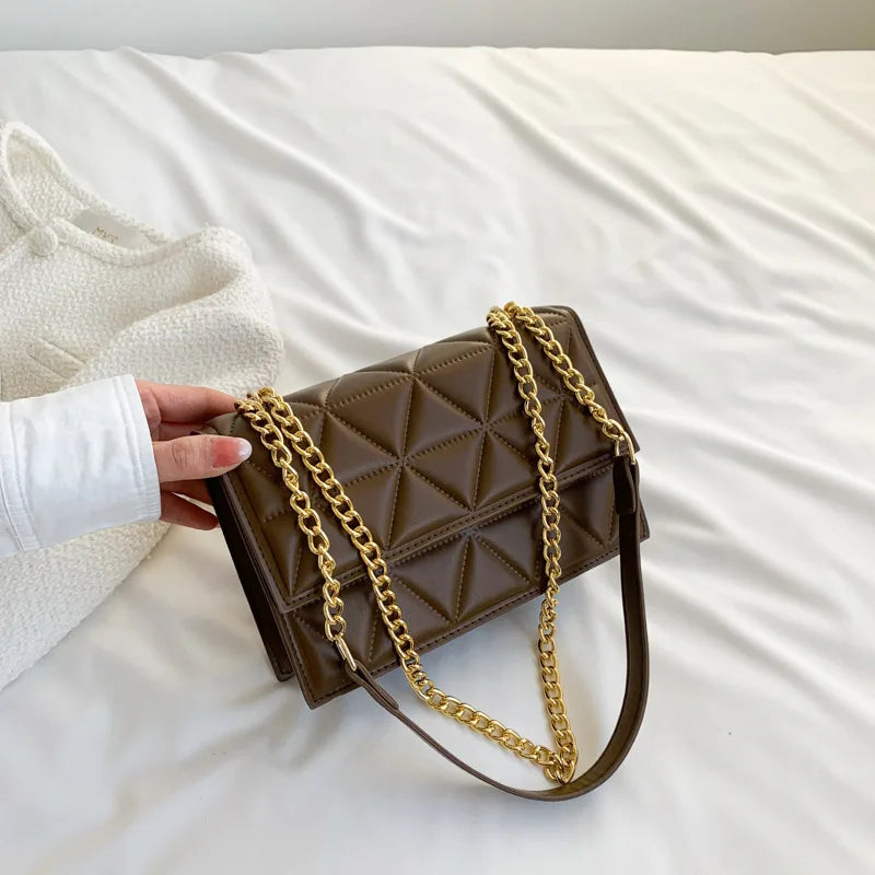 Fashion Summer Chain Crossbody Bags Plaid Designer Women Shoulder Bag Pu Leather Square Handbags For Ladies