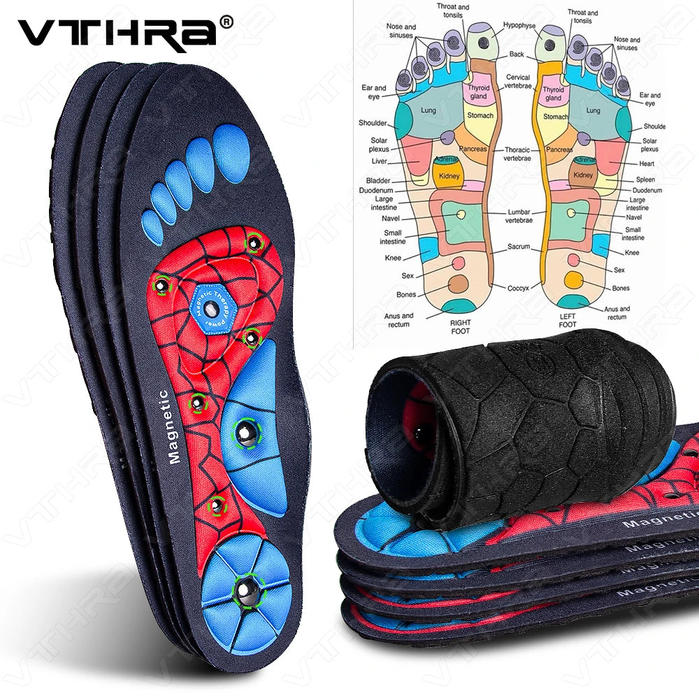 1Pair Magnetic Acupressure Therapy Insoles Slimming Running Breathable Shoes Cushion Feet Health Care Arch Support Sport Insoles