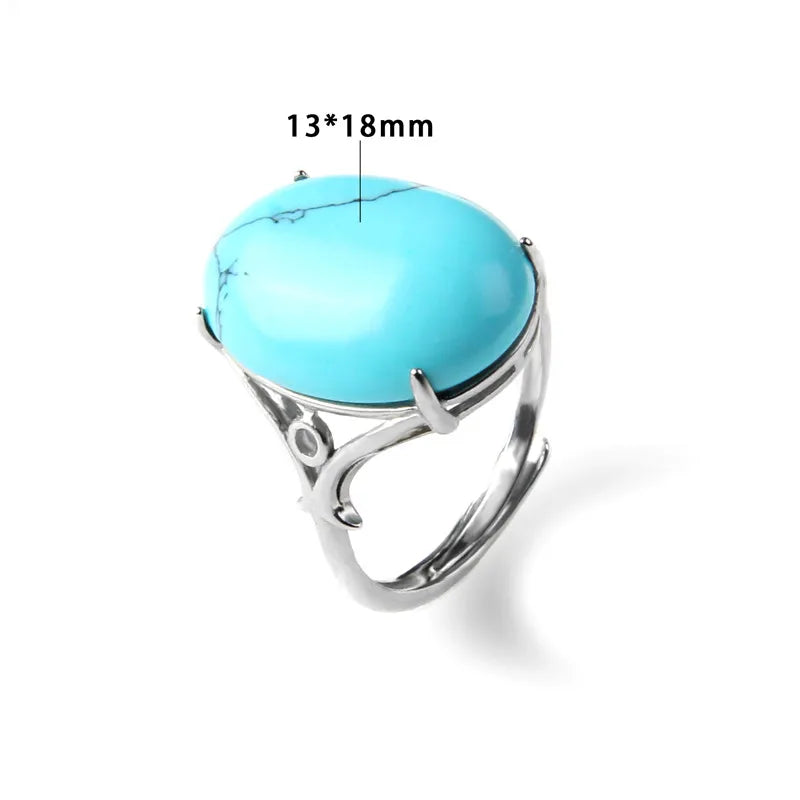 Rose Quartzs Rings Natural Stone Labradourites Beads Rings Silver Color Rings Party Wedding Anniversary Engagement Gifts Jewelry
