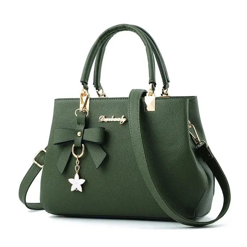Women Messenger Bags With Flower Pendant Office Ladies Fashion Totes Pure Handbag For Female New Crossbody Shoulder Bags