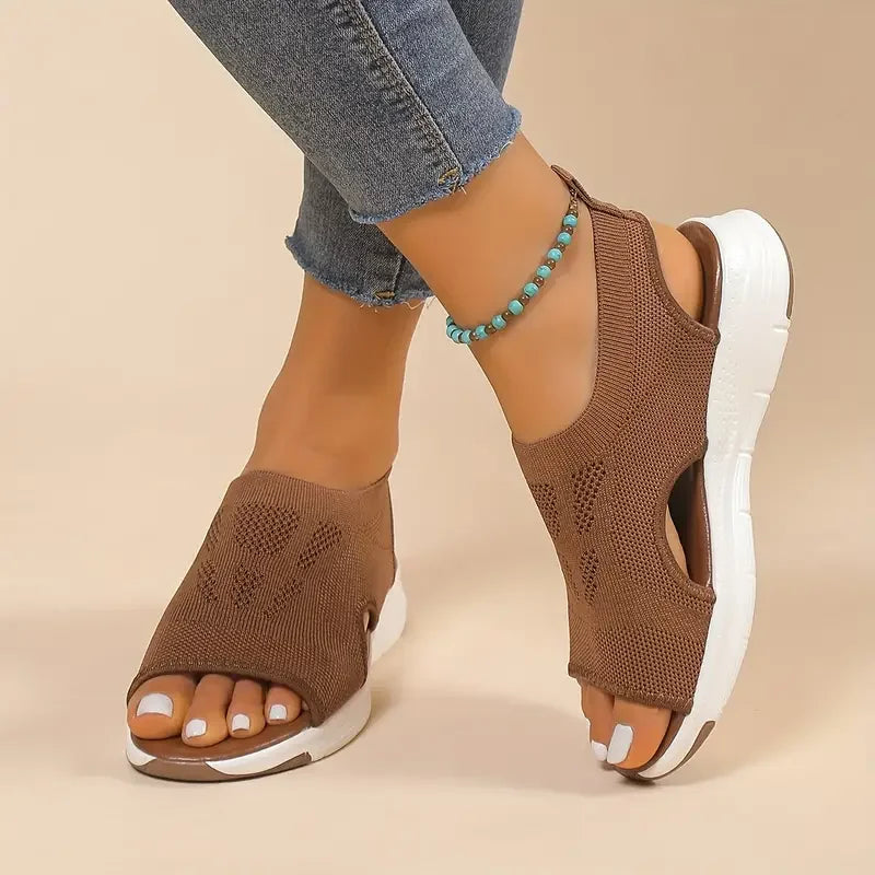 New Summer Fashion Comfortable Round Toe Thick Sole Solid Color Casual Sports Shoes Mesh Breathable Open-toe Sandals for Women