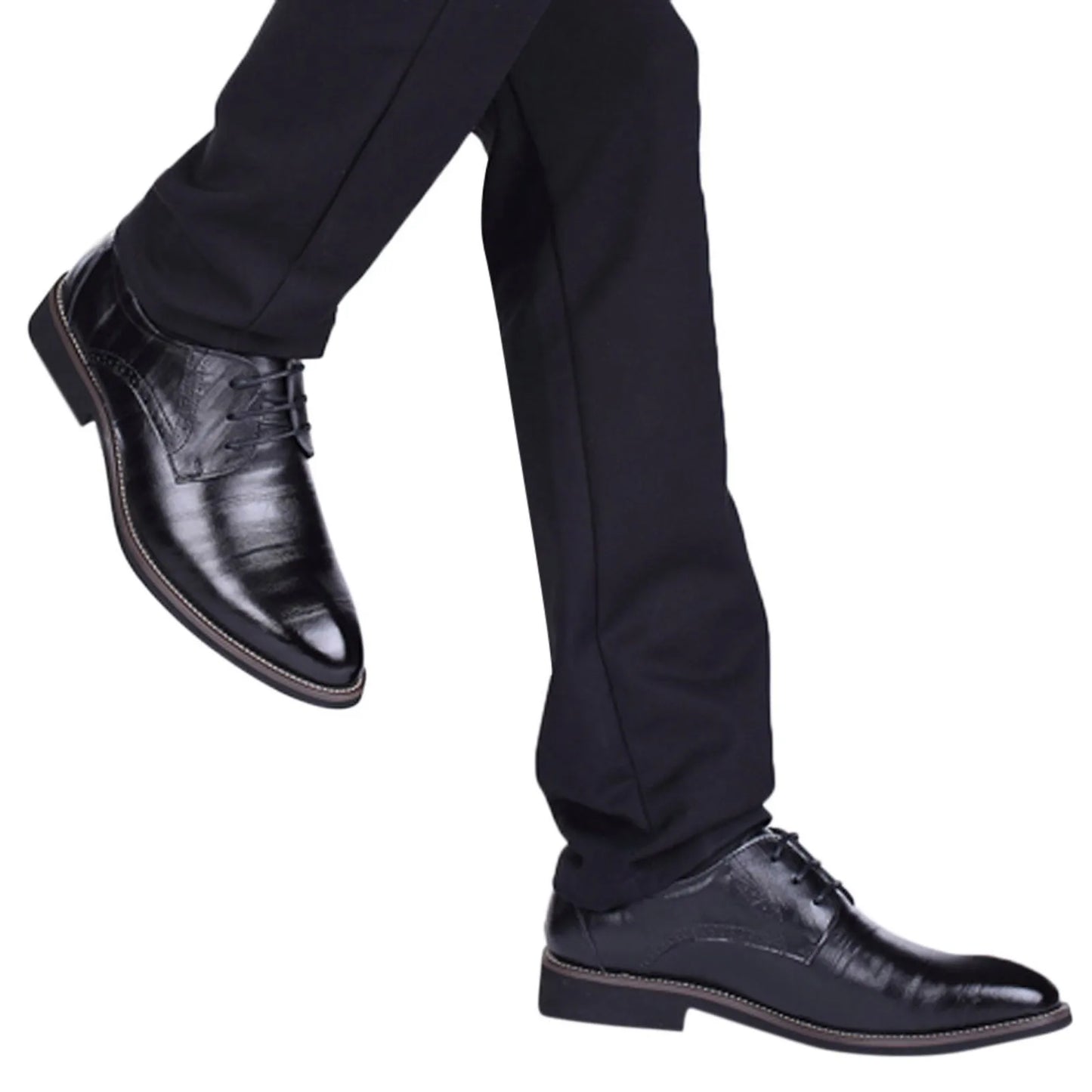 Men's Soft Leather Slip on Shoes Classical Style Shoes For Men Slip On PU Leather Low Rubber Sole Block Heel Work Eye 2