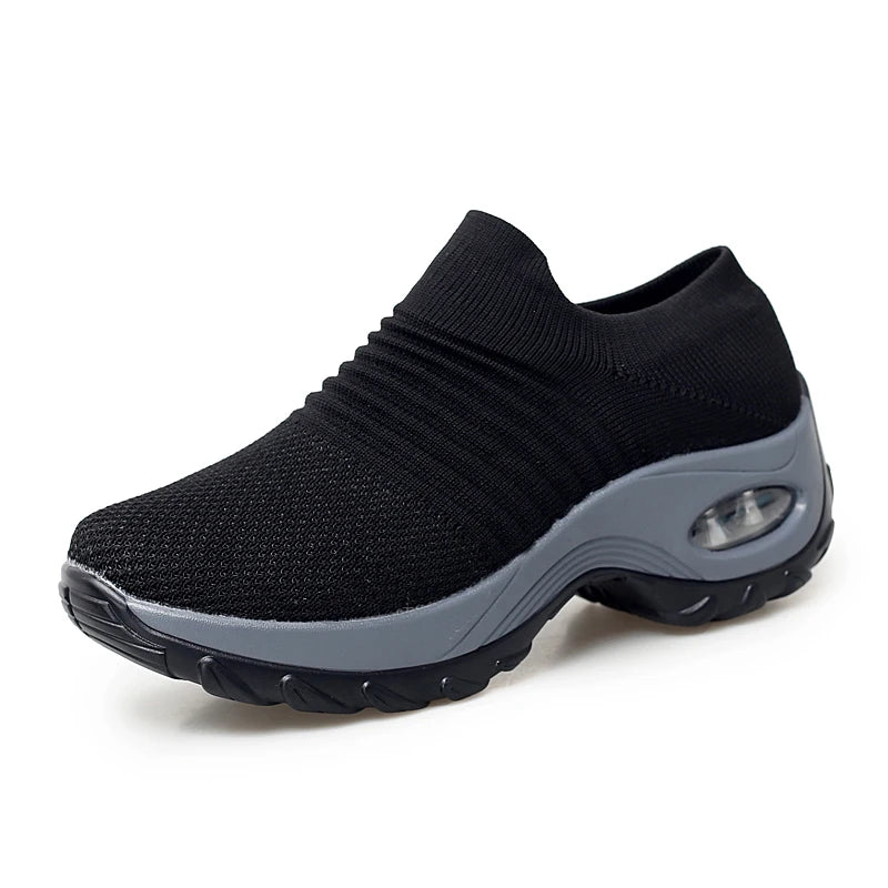 Women Sneakers Fashion Breathable Walking Mesh Platform Shoes Sneakers for Women Gym Vulcanized Shoes Black Female Footwear