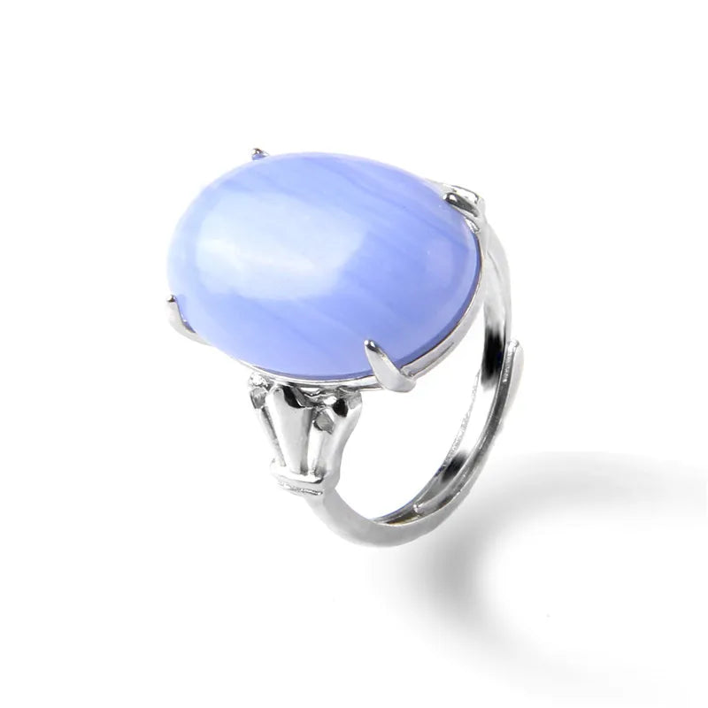Rose Quartzs Rings Natural Stone Labradourites Beads Rings Silver Color Rings Party Wedding Anniversary Engagement Gifts Jewelry