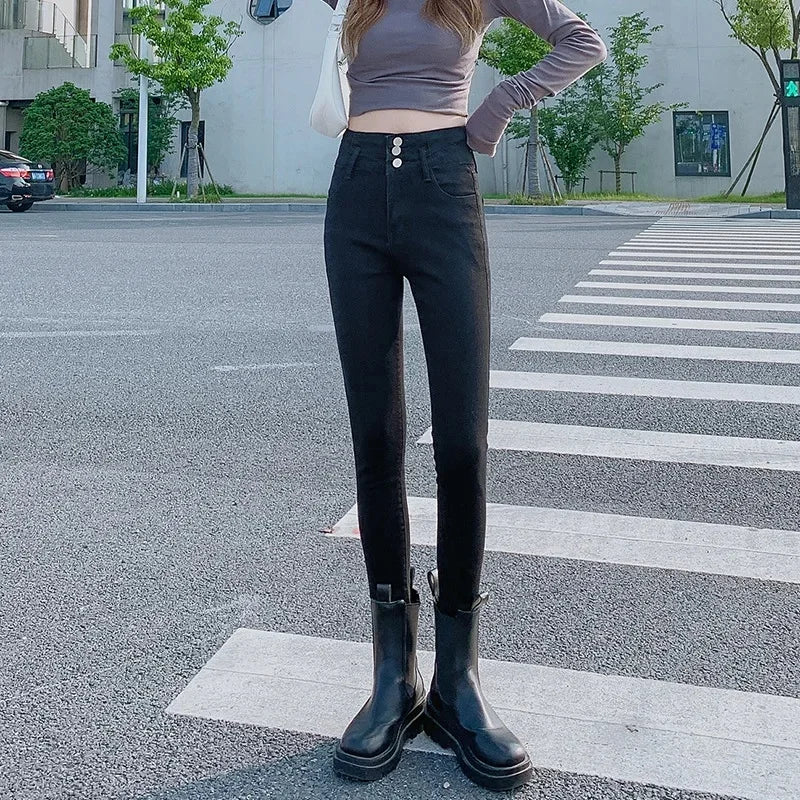 Spring Autumn 2022 New Women's Jeans Ultra-High Waisted Slimming Stretchy Outerwear Smooths Your Silhouette Pencil Slim Fit Trou
