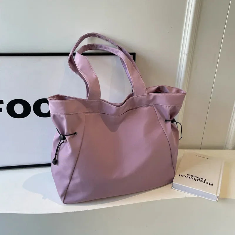 Casual Fashion Large Capacity Tote Bag Simple Travel Bag Women Large Shoulder Bag Aesthetic Handbags Drawstring Tote Handbag