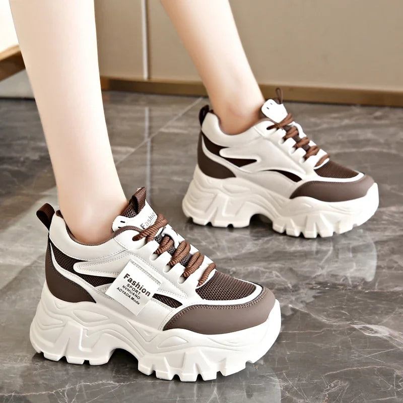 Lace Up Thick Bottom Vulcanized Shoes Breathable Non Slip Sports Shoes