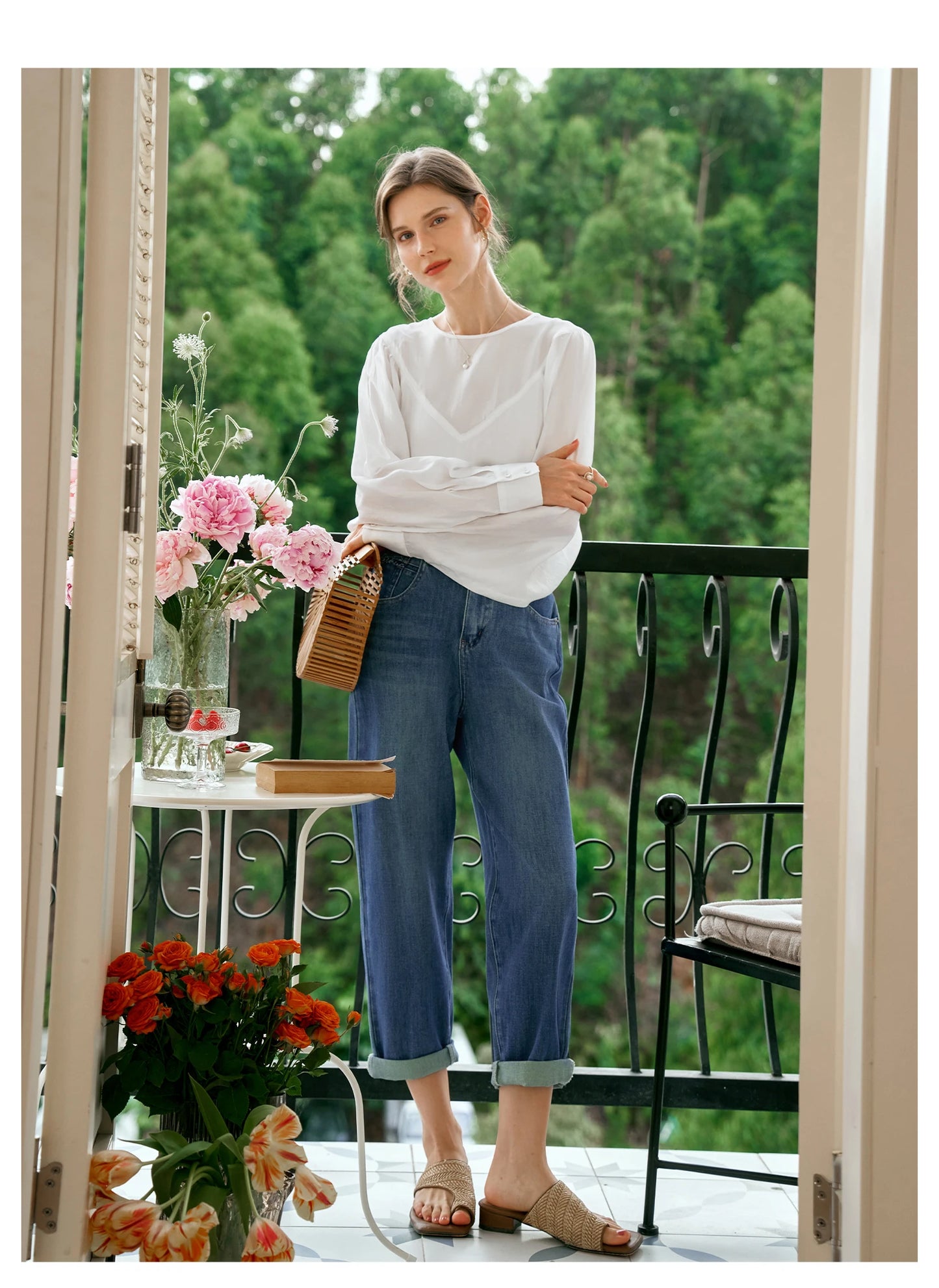 OLrain Vintage Washed Jeans Woman 2025 Spring Summer Fashion Cotton High-waist Pockets Denim Femlae Pencil Pants O24QA83358