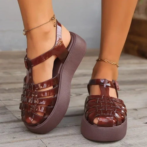 Toe Closed Summer Beach Sandals Shoes Women Fashion Jelly Sandals Shoes Soft Pvc Material Women Summer Sandals