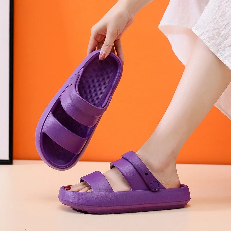 Kidmi Summer Women Sandals Couple Home Slippers Non-slip Breathability Thick Sole Home Womens Shoes Outdoor Soft Sole Sandals