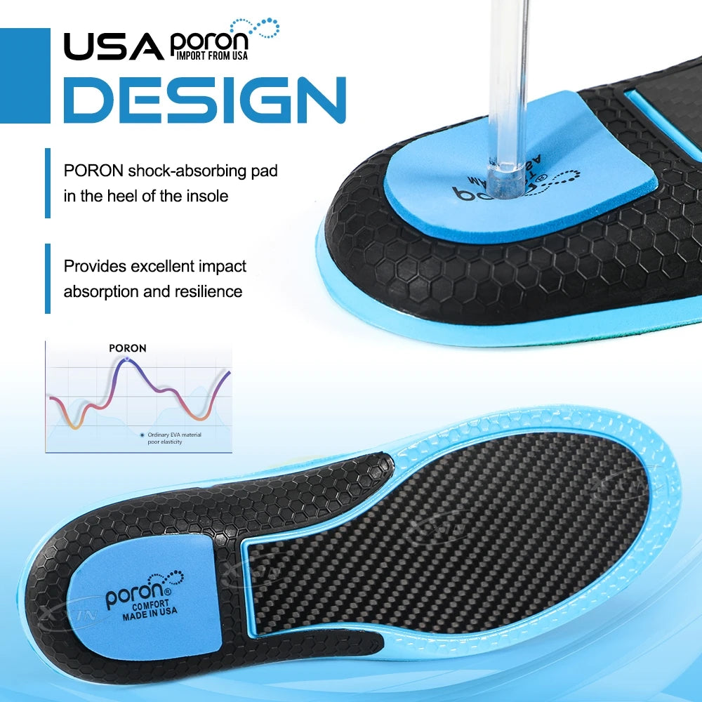 【Xxin】Carbon Fiber Insole Poron Cushioning heel Arch Support Shoe Insoles Pad Running Sport Shoe Insert size 35-48