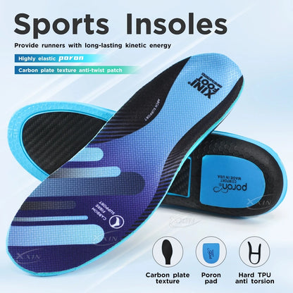 【Xxin】Carbon Fiber Insole Poron Cushioning heel Arch Support Shoe Insoles Pad Running Sport Shoe Insert size 35-48