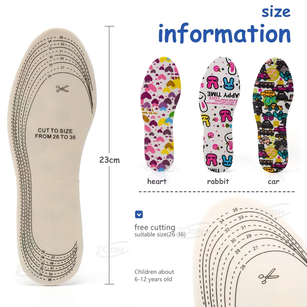 【Xxin】Children Insoles Soft Breathable Sports Insole Latex Non-Slip Shoe Insoles Size 26-36