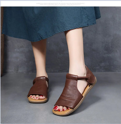 Women's Open-Toe Flat Sandals with Cross Strap & Adjustable Ankle Strap - Summer Casual Lightweight Walking Shoes for Women, Min