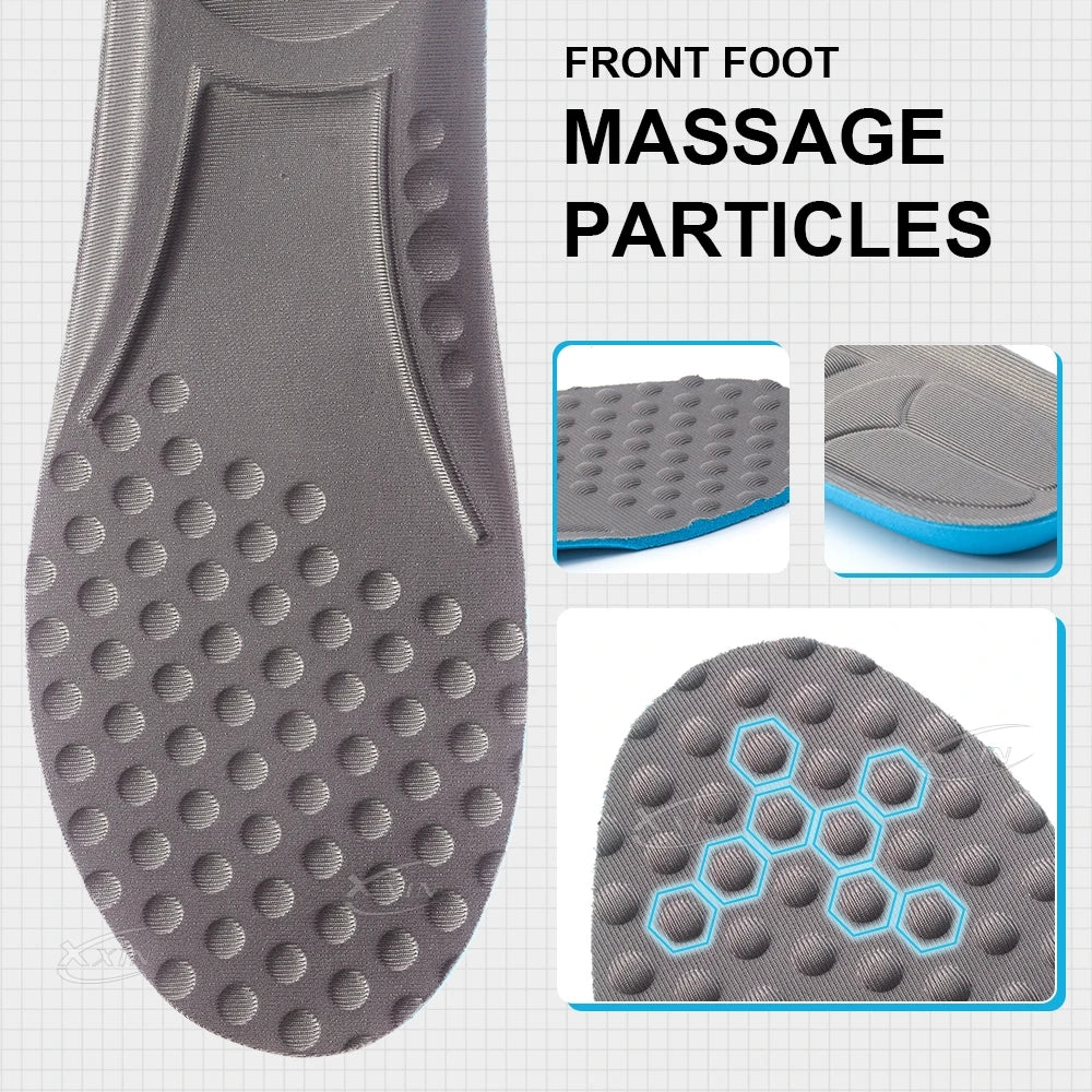 【Xxin】Men Women Sport Insole Shock Absorbing Massage Insoles Soft Breathable shoe Insole size 35-46