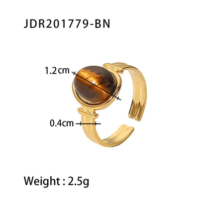 Youthway New Design Natural Stone Stainless Steel Ring Women Waterproof Stylish Golden Jewelry 2022 NEW Set