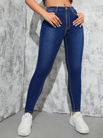 2023 Fall New High Waist Slim Fit Jeans For Women Fashion Stretch Skinny Denim Pencil Pants Casual Clothing S-2XL Drop Shipping