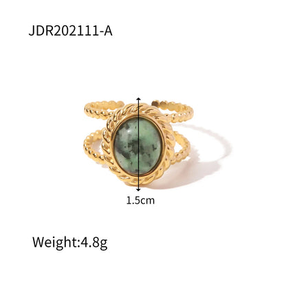 Youthway New Design Natural Stone Stainless Steel Ring Women Waterproof Stylish Golden Jewelry 2022 NEW Set
