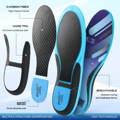 【Xxin】Carbon Fiber Insole Poron Cushioning heel Arch Support Shoe Insoles Pad Running Sport Shoe Insert size 35-48