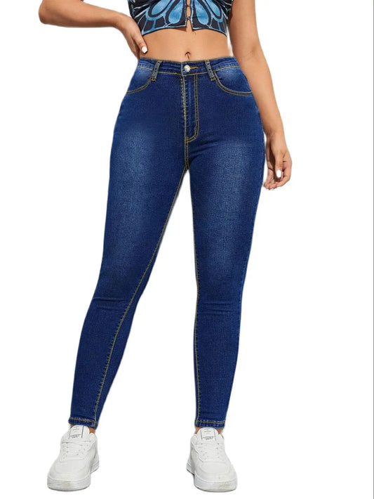 2023 Fall New High Waist Slim Fit Jeans For Women Fashion Stretch Skinny Denim Pencil Pants Casual Clothing S-2XL Drop Shipping