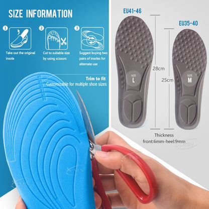 【Xxin】Men Women Sport Insole Shock Absorbing Massage Insoles Soft Breathable shoe Insole size 35-46