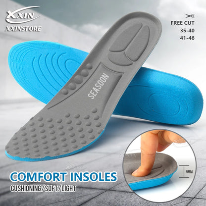 【Xxin】Men Women Sport Insole Shock Absorbing Massage Insoles Soft Breathable shoe Insole size 35-46