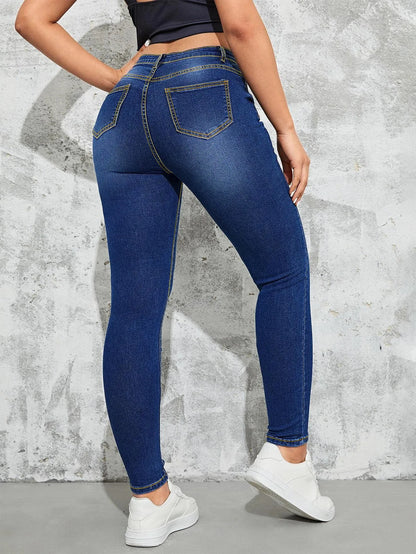 2023 Fall New High Waist Slim Fit Jeans For Women Fashion Stretch Skinny Denim Pencil Pants Casual Clothing S-2XL Drop Shipping