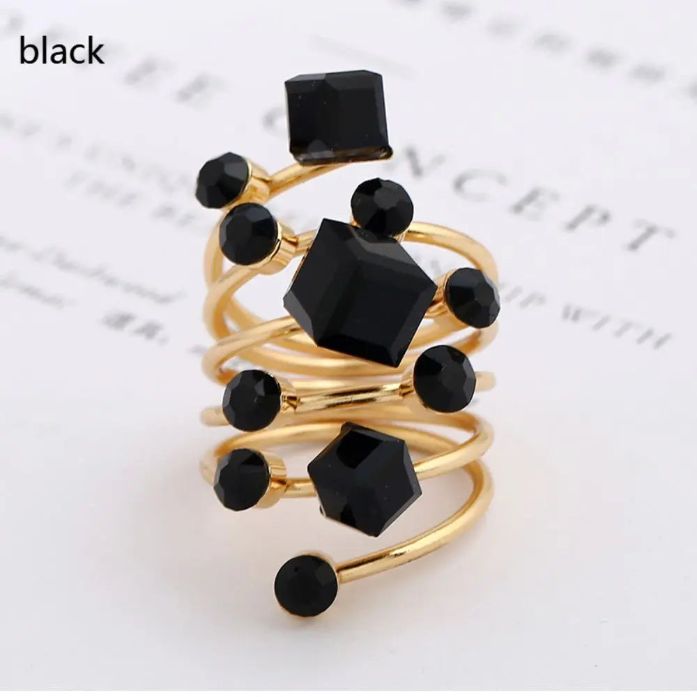Irregular Geometric Chunky Stone Opening Rings for Women Rhinestone Crystal Wedding Rings Creative Party Jewelry Holiday Gifts