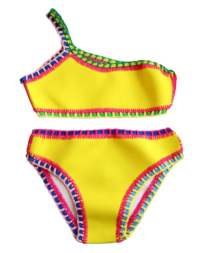Women Handmade Crochet Knit Swimwear Halter Patchwork Bathing Suit Swimsuit Biquini Thong Bikini traje de bano