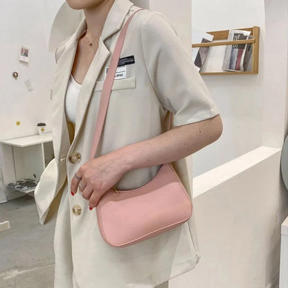 New Women's Fashion Handbags Retro Solid Color PU Leather Shoulder Underarm Bag Casual Women Hobos Handbags sac à main femme