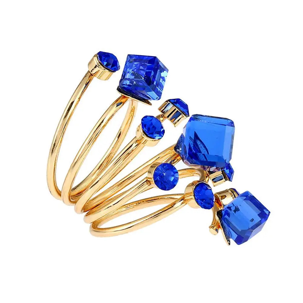 Irregular Geometric Chunky Stone Opening Rings for Women Rhinestone Crystal Wedding Rings Creative Party Jewelry Holiday Gifts