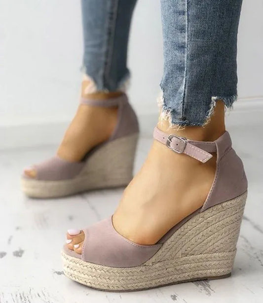 01 Espadrilles Women Wedges Peep Toe Sandals Platform Ankle Strap High Heel Shoes Female Pumps Beach Wedding Ladies Sandals