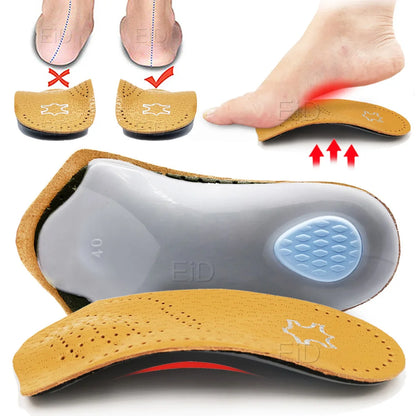 Leather orthotic insole for Flat Feet Arch Support O/X Leg orthopedic shoes sole Insoles for feet  Plantar fasciitis men women