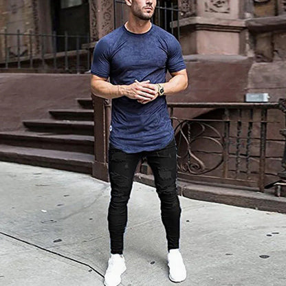 2025 Pencil Pants Elastic Sweatpants Men Fit Solid Ripped Denim Harem Pants Casual Black Blue White Destroyed Jeans Pants