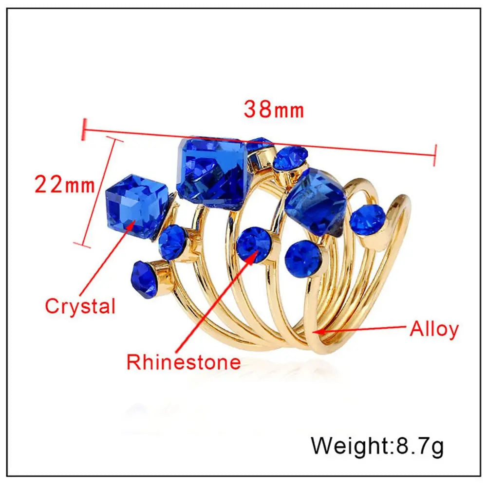 Irregular Geometric Chunky Stone Opening Rings for Women Rhinestone Crystal Wedding Rings Creative Party Jewelry Holiday Gifts