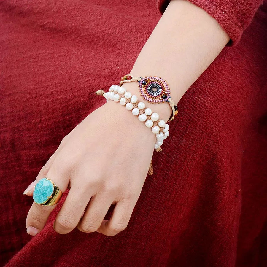 Big Stone Rings High Quality Jewelry New Fashion Gold Plated Amazonite Luxury Party Ring Size 7
