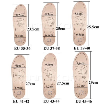 KOTLIKOFF Orthopedic Insoles For Genuine Leather Orthotic Arch Support Inserts Sweat-Absorbent Breathable Flat Feet Shoes Soles